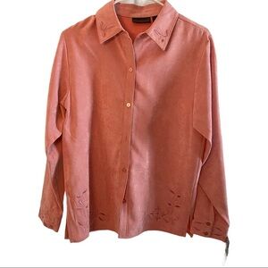 Relativity Pink Long Sleeve Jacket Shirt Women Sm